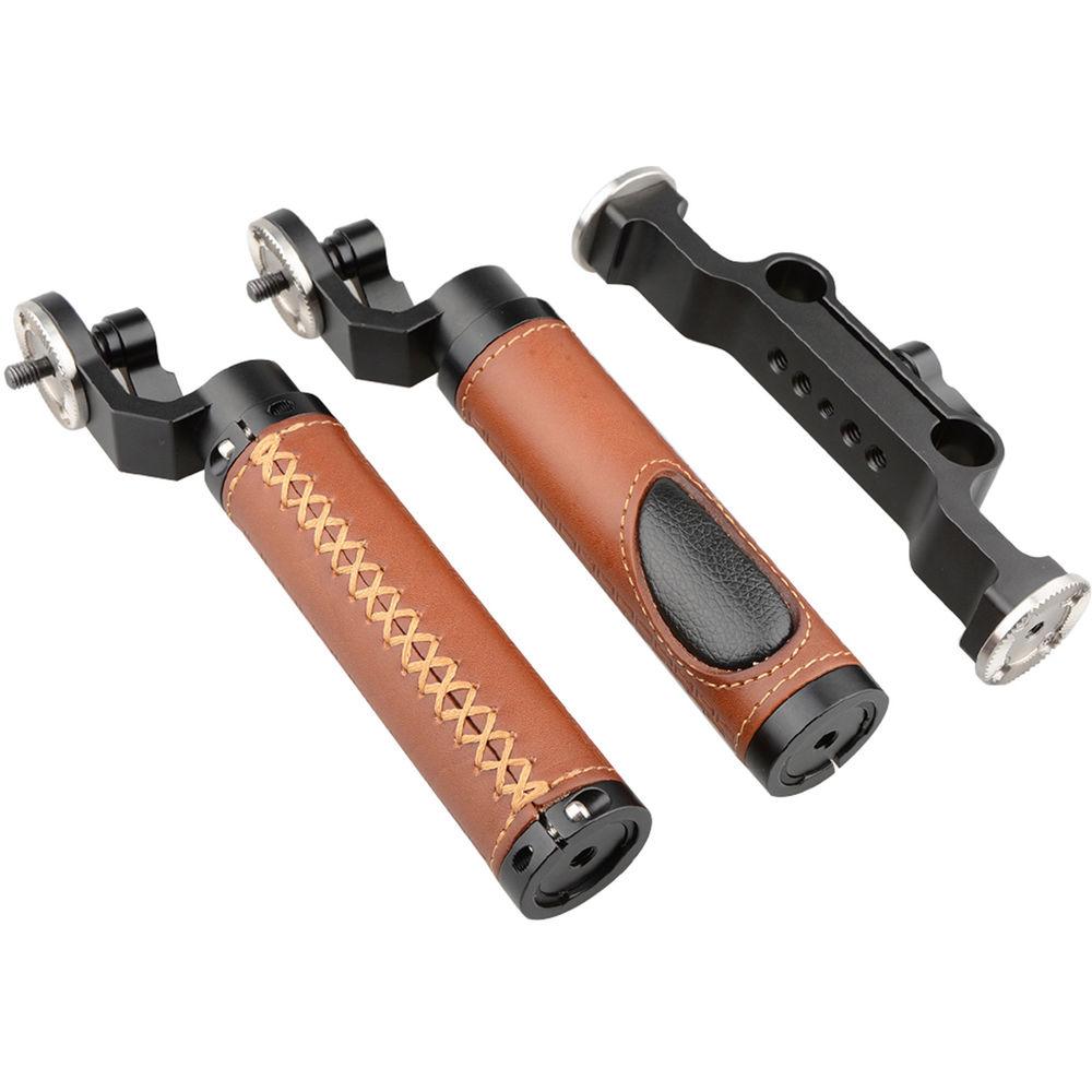 CAMVATE ARRI-Style Leather Rosette Handle Grip & 15mm Rod Clamp Railblock for DSLR Shoulder Rig