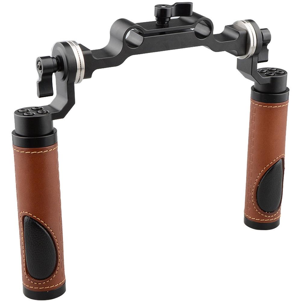 CAMVATE ARRI-Style Leather Rosette Handle Grip & 15mm Rod Clamp Railblock for DSLR Shoulder Rig