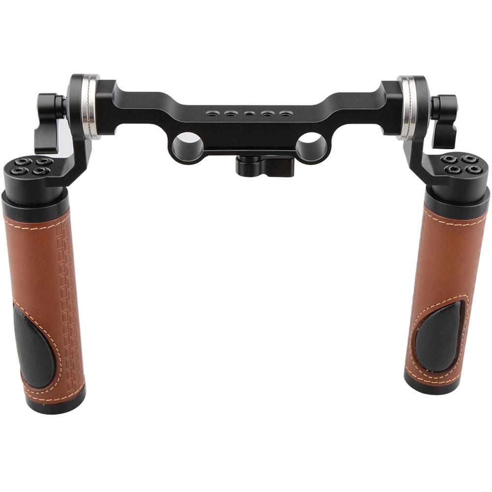 CAMVATE ARRI-Style Leather Rosette Handle Grip & 15mm Rod Clamp Railblock for DSLR Shoulder Rig