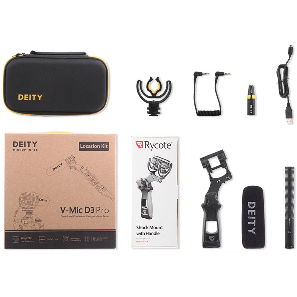 Deity Microphones V-Mic D3 Pro Supercardioid Shotgun Microphone with Location Recording Bundle