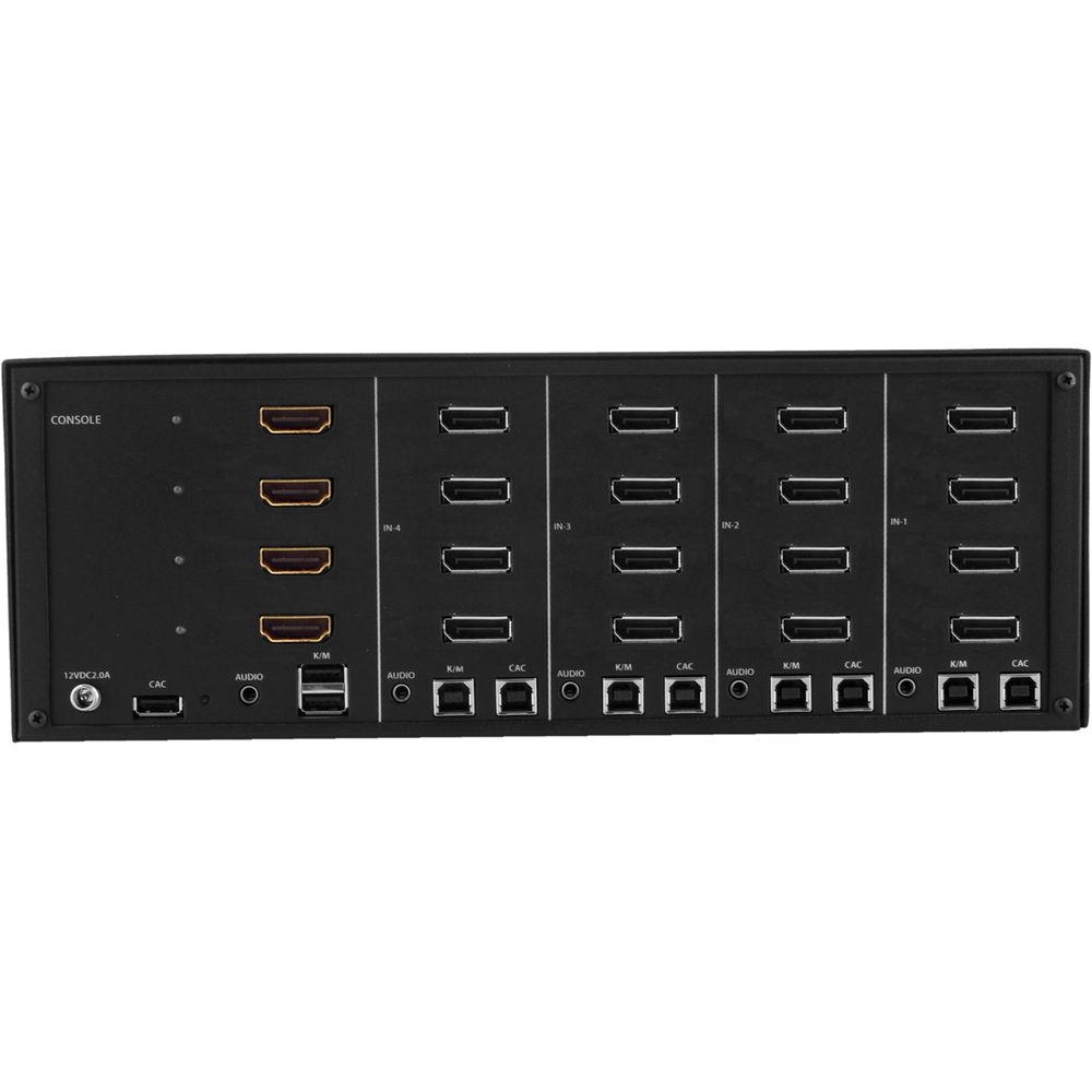 IPGard Secure 4-Port Quad-Head 4K DP-to-HDMI KVM Switch with CAC Port