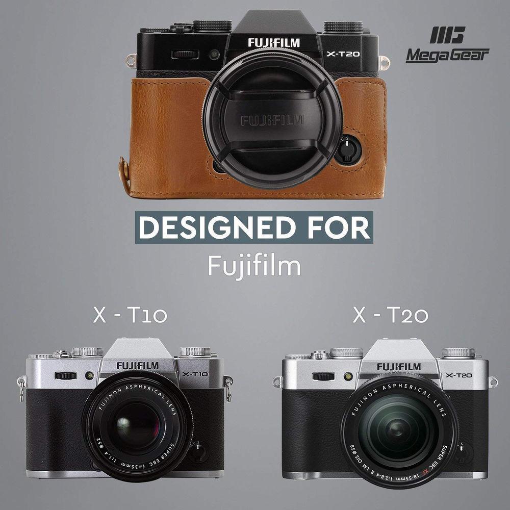 MegaGear Ever Ready PU Leather Case and Strap for Fujifilm X-T20, X-T10 and 15-50, 18-55mm Lens