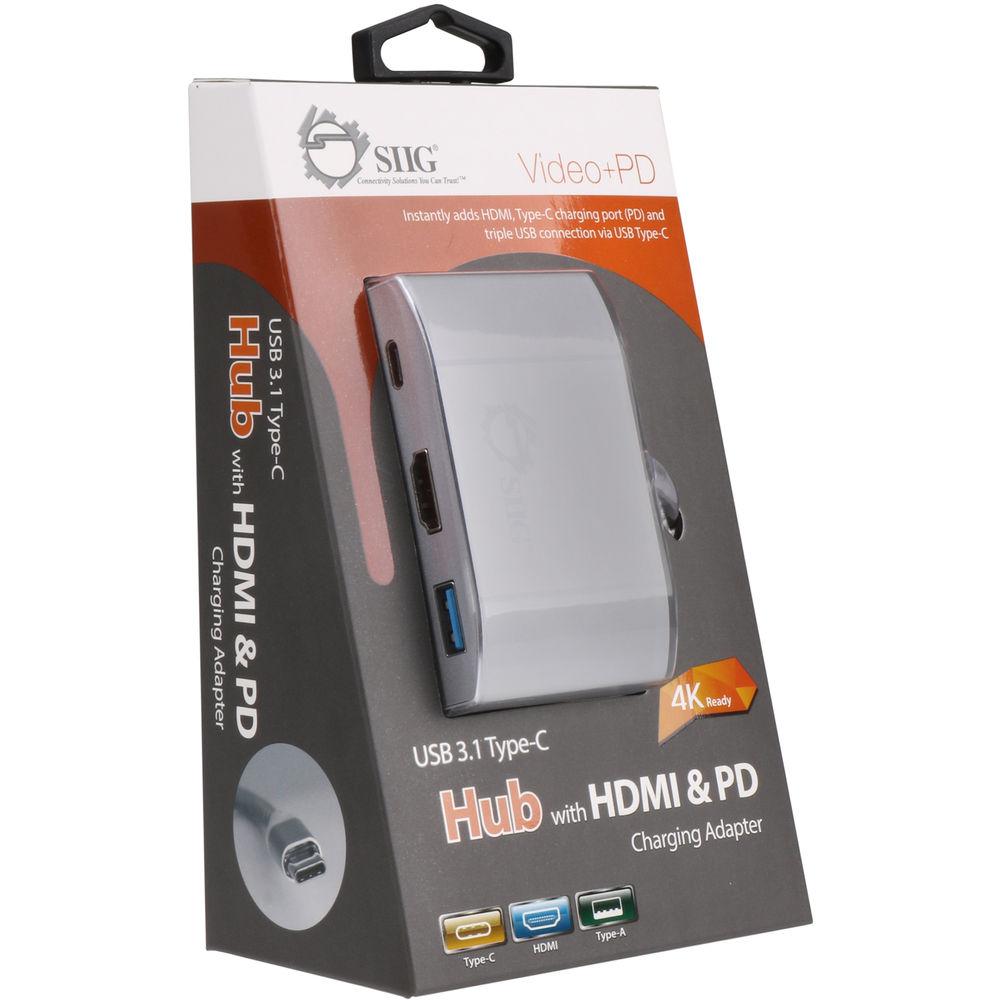 SIIG 3-Port USB 3.1 Gen 1 Multi-Adapter Hub with HDMI and Power Delivery Charging
