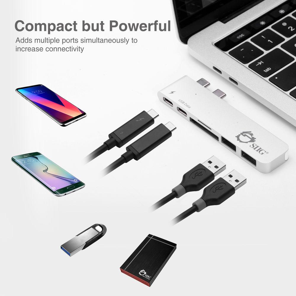 SIIG Dual USB Type-C Hub with Card Reader and Power Delivery