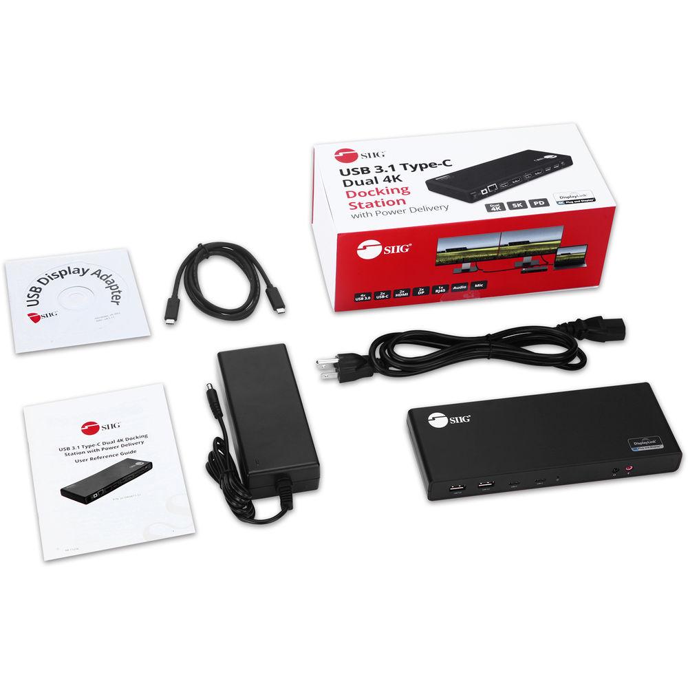 SIIG USB 3.1 USB Type-C Dual 4K Docking Station with Power Delivery