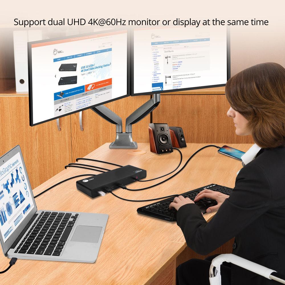 SIIG USB 3.1 USB Type-C Dual 4K Docking Station with Power Delivery
