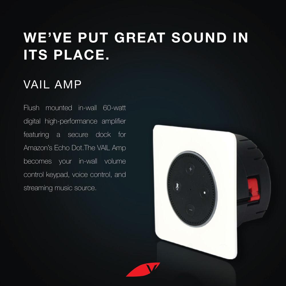 Vanguard Dynamics Flush Mount In-Wall Stereo Amplifier with 2 FLC-601 Speakers for Amazon Echo Dot