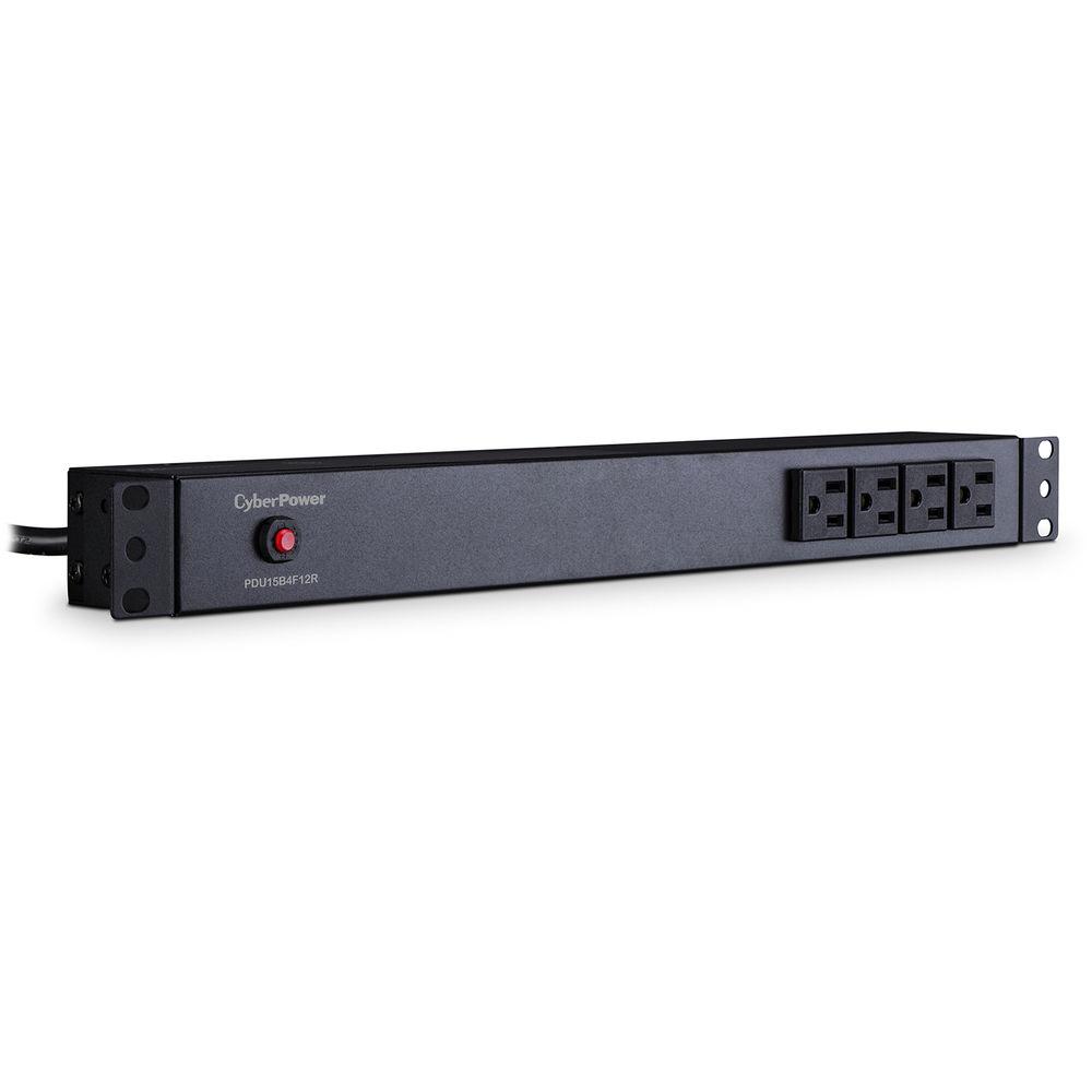 CyberPower 12A 100-125V 50 60Hz PDU Nema 5-15P Plug 12-R 4-F Nema 5-15R OUTS 1U 15