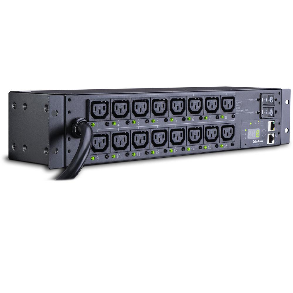 CyberPower Switched PDU24A 200-240V 50 60Hz NEMA L6-20 Plug 16 IEC-320 C13 OUTS 2U Rackmount 10