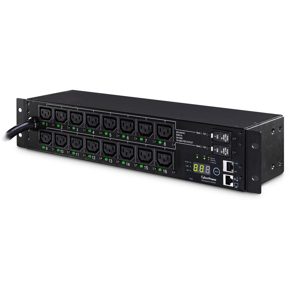 CyberPower Switched PDU24A 200-240V 50 60Hz NEMA L6-20 Plug 16 IEC-320 C13 OUTS 2U Rackmount 10