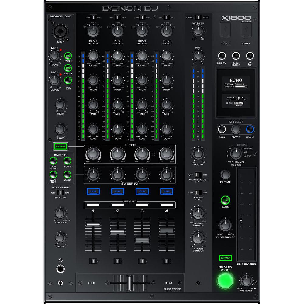 Denon DJ X1800 Prime - Professional 4-Channel DJ Club Mixer with Smart Hub