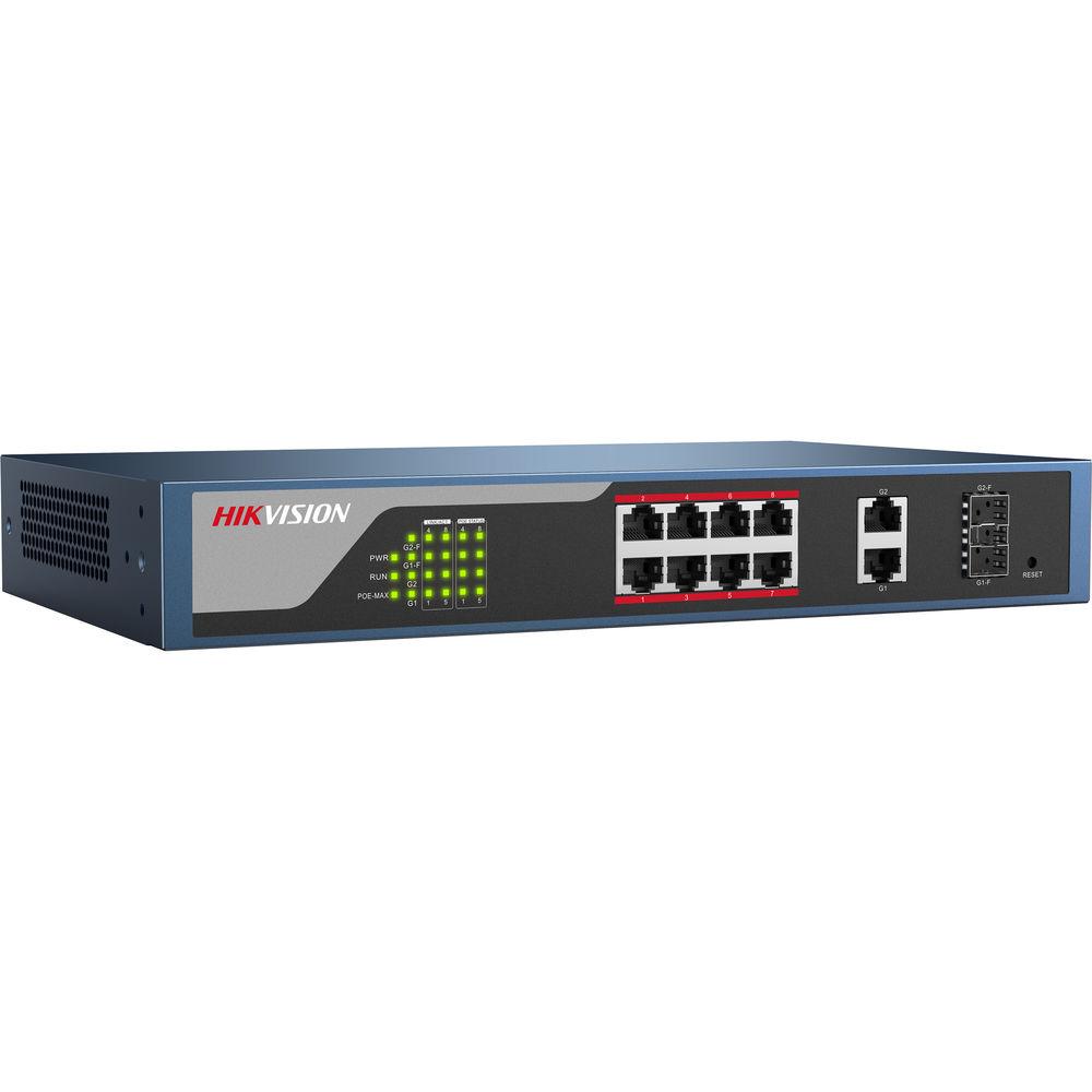 Hikvision Web-Managed PoE Switch with 8 PoE Electrical Ports and Two Combo Ports