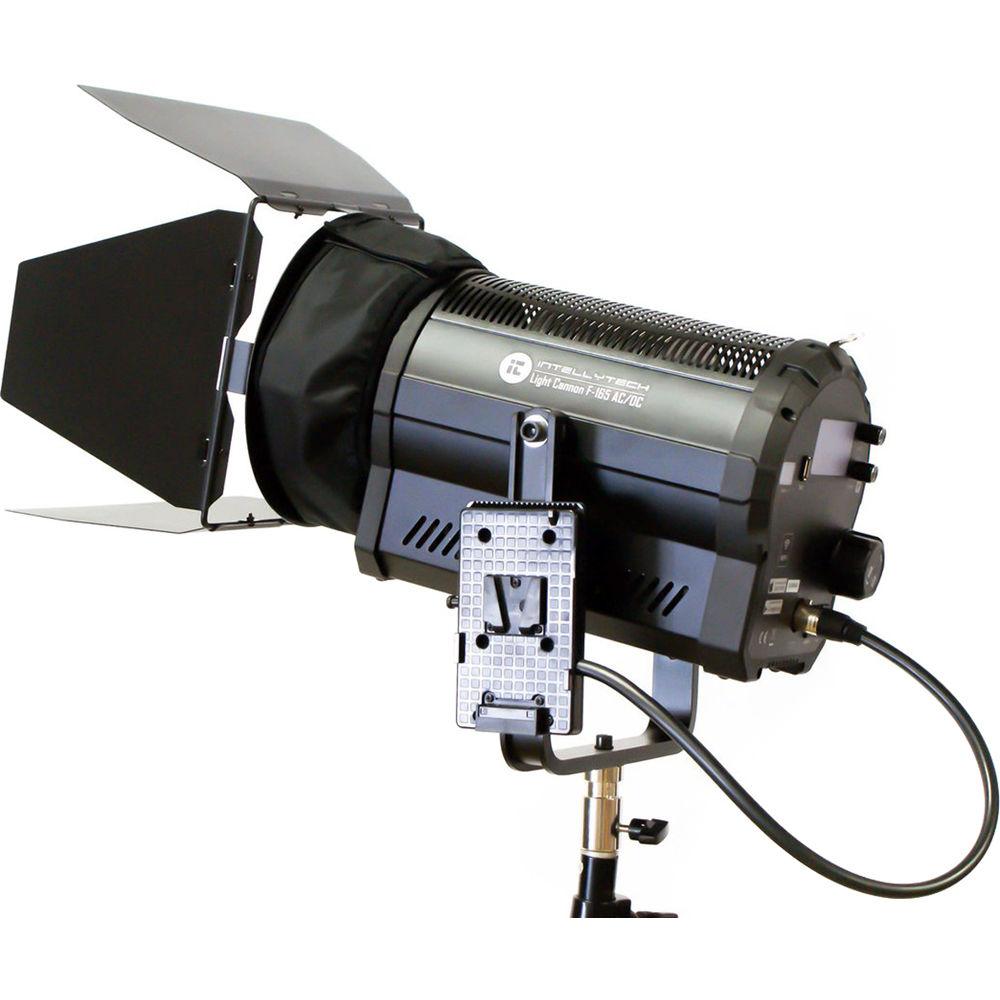Intellytech Light Cannon F-165 AC DC 5500K High-Output LED Fresnel with Wi-Fi and Gold Mount Battery Plate