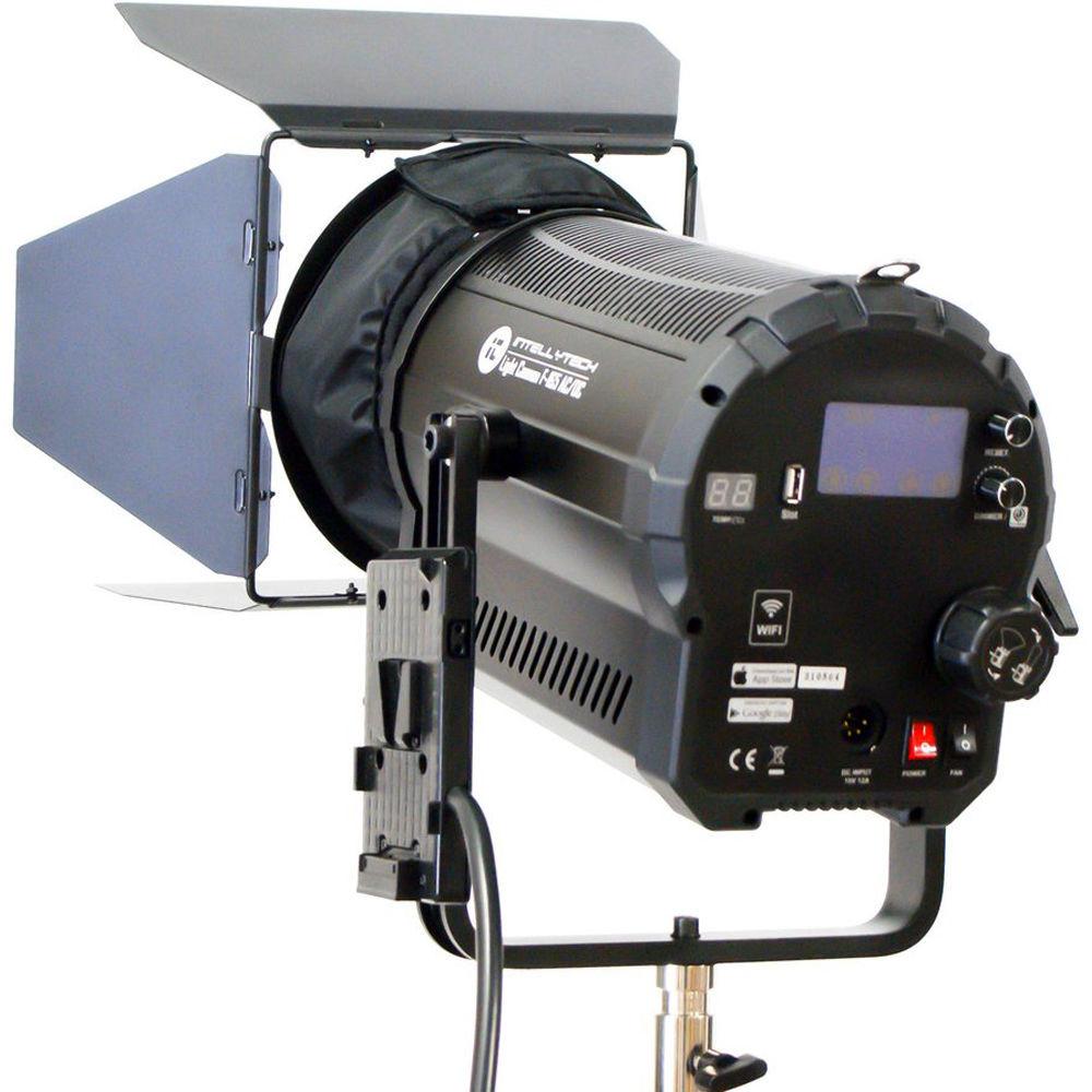Intellytech Light Cannon F-165 AC DC 5500K High-Output LED Fresnel with Wi-Fi and Gold Mount Battery Plate