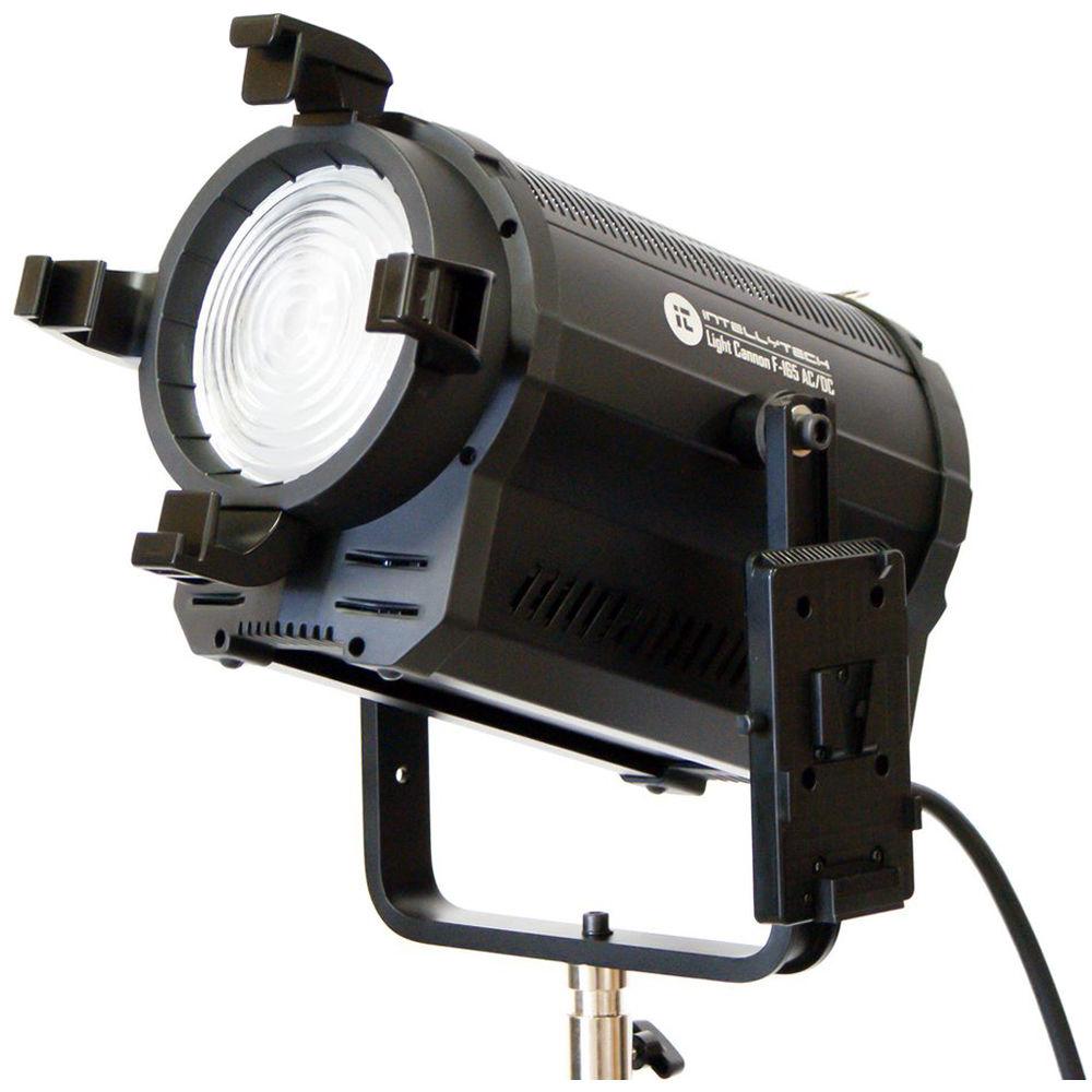 Intellytech Light Cannon F-165 AC DC 5500K High-Output LED Fresnel with Wi-Fi and Gold Mount Battery Plate