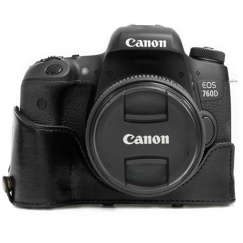 MegaGear Ever Ready PU Leather Case and Strap for Canon EOS T6s, 8000D & 18-55mm Lens