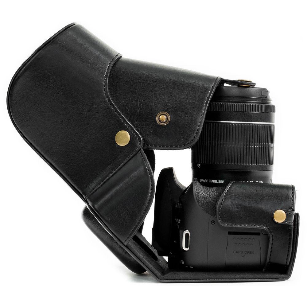 MegaGear Ever Ready PU Leather Case and Strap for Canon EOS T6s, 8000D & 18-55mm Lens
