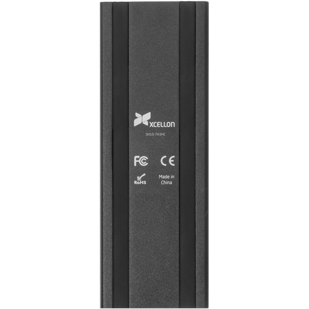 Xcellon 10-Port Powered USB 3.0 Slim Aluminum Hub with 3 Dual Data Charging Ports