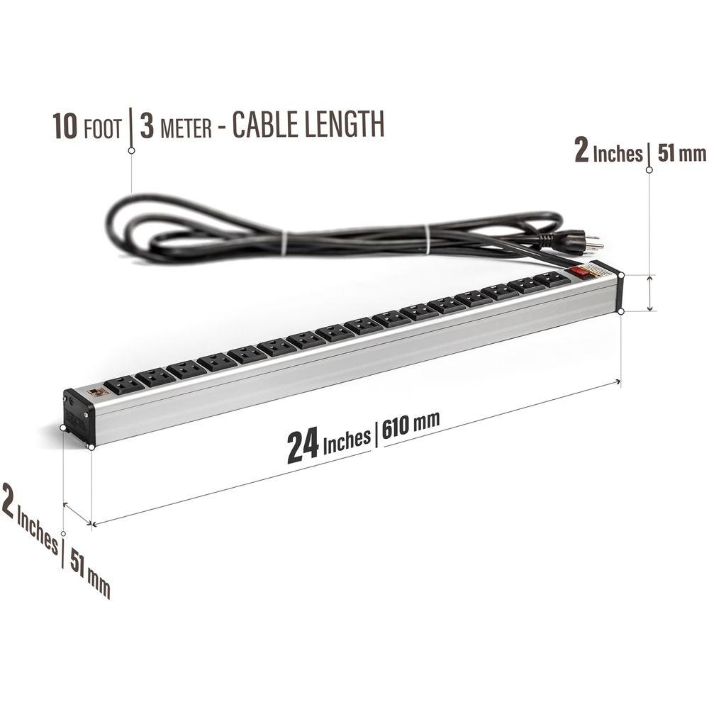 Aleratec 16-Outlet Industrial-Grade Power Strip