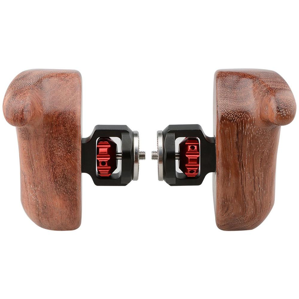 CAMVATE Left & Right Hand Wood Handle Grip with Two ARRI Rosette Mounts for Select DV and DSLR Camera Cages