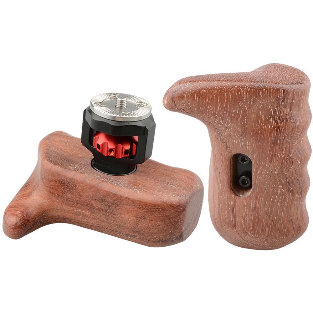 CAMVATE Left & Right Hand Wood Handle Grip with Two ARRI Rosette Mounts for Select DV and DSLR Camera Cages