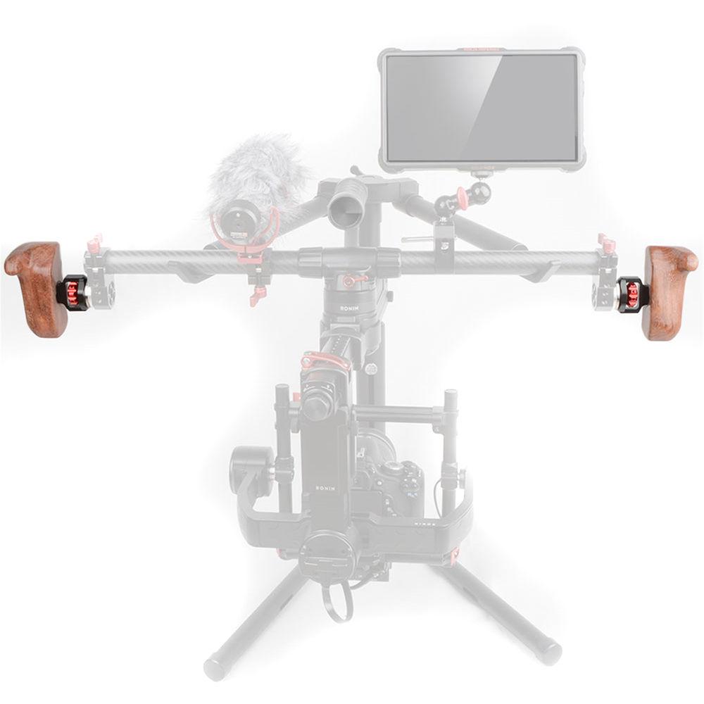 CAMVATE Left & Right Hand Wood Handle Grip with Two ARRI Rosette Mounts for Select DV and DSLR Camera Cages