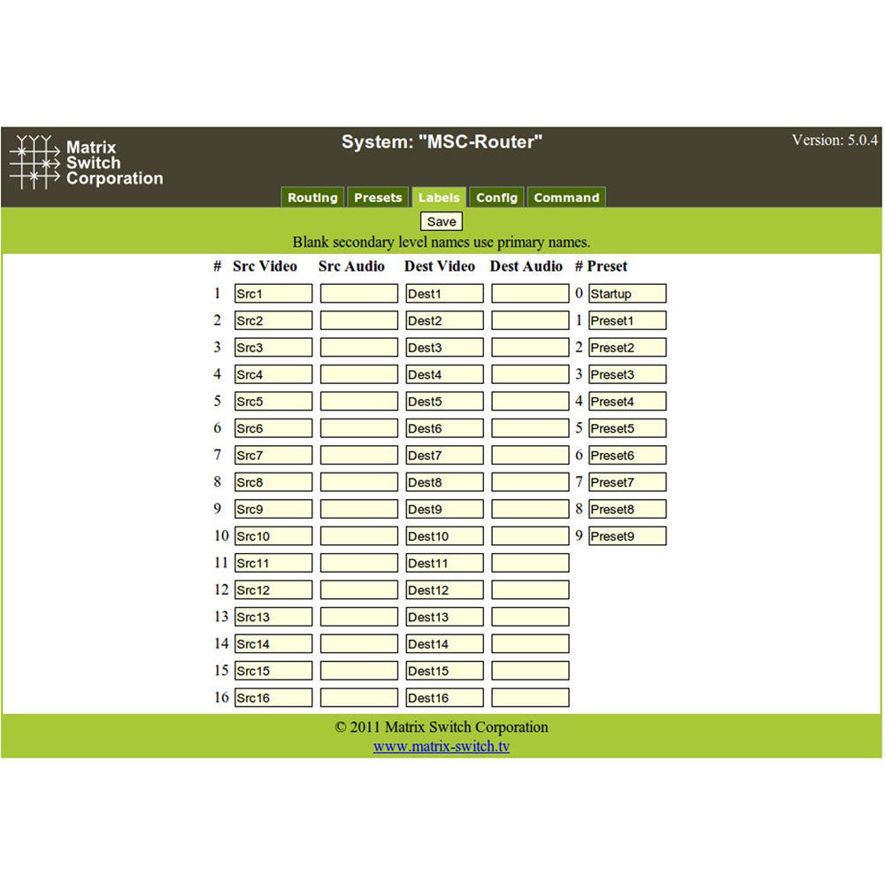 Matrix Switch 8 x 32 3G-SDI Video Router with Button Panel