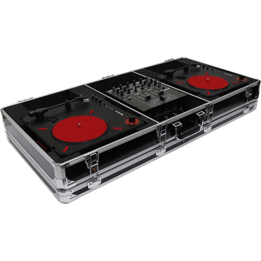 Odyssey Innovative Designs Krom Series DJ Coffin for 2 x Numark PT01 Scratch Turntables 10" DJ Mixer