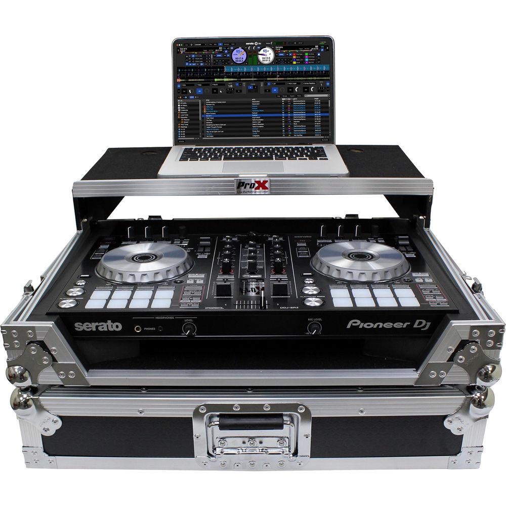 ProX Flight Case for Pioneer DDJ-SR2 Controller with Laptop Shelf and LED Kit