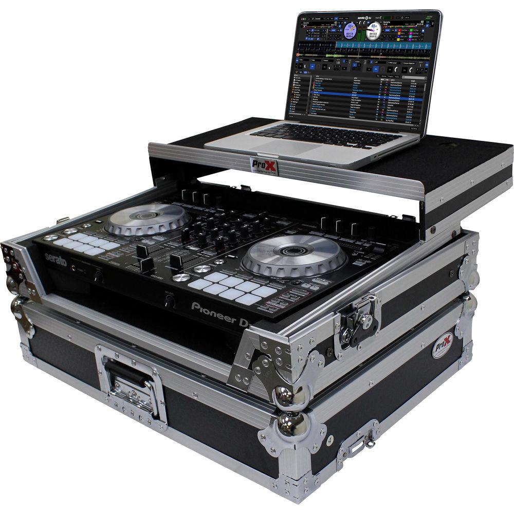 ProX Flight Case for Pioneer DDJ-SR2 Controller with Laptop Shelf and LED Kit
