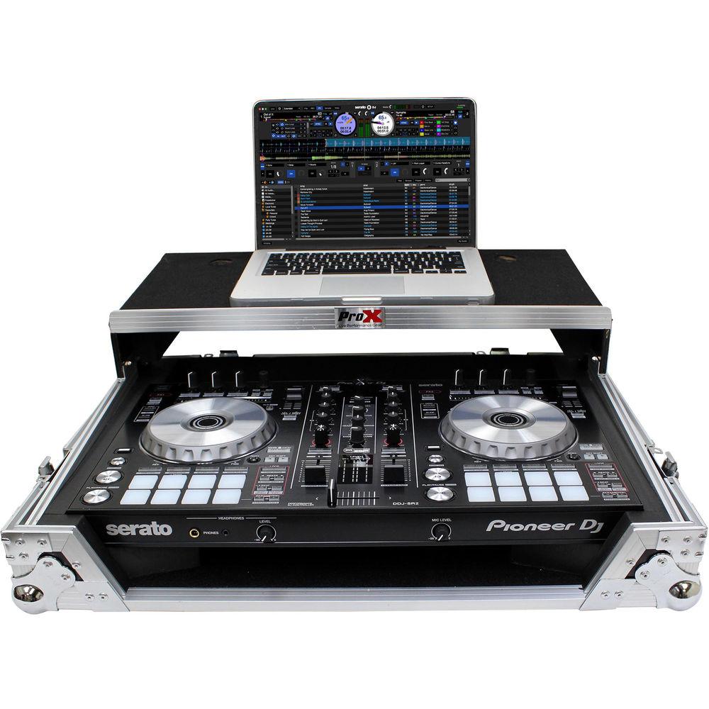 ProX Flight Case for Pioneer DDJ-SR2 Controller with Laptop Shelf and LED Kit