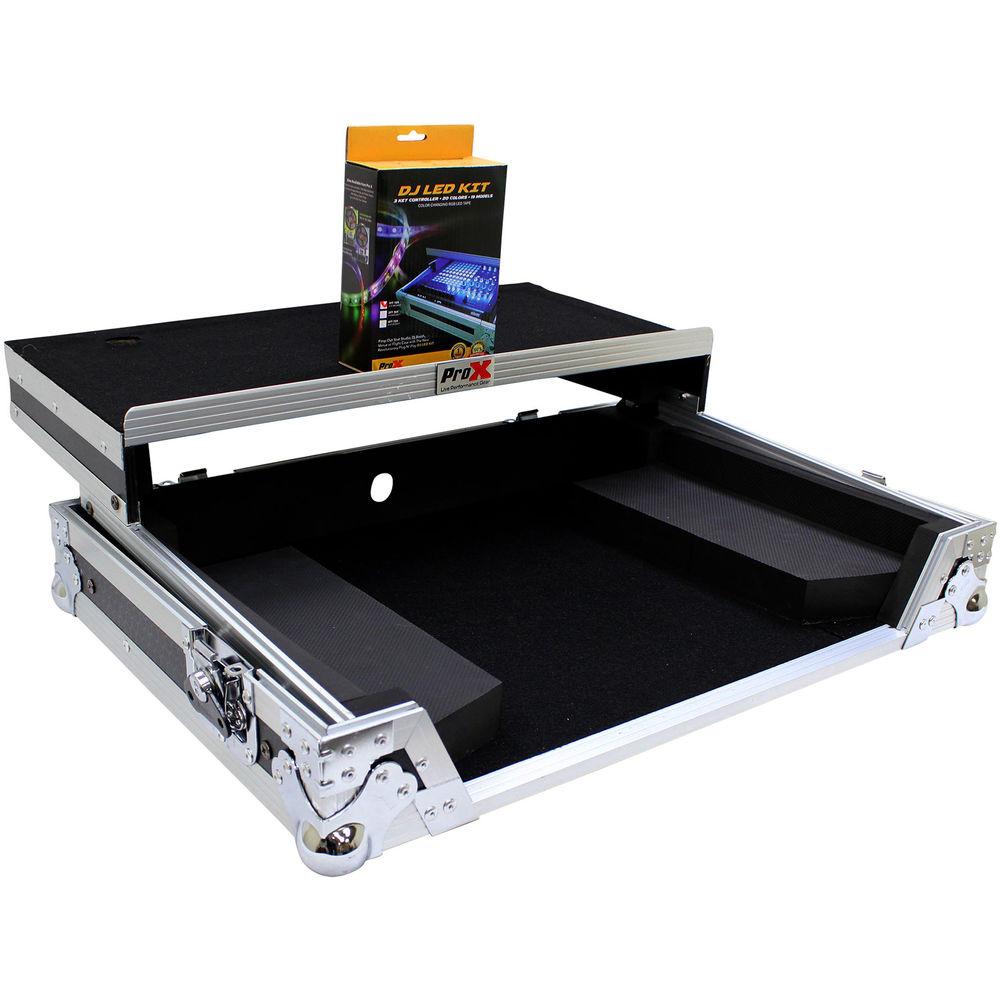 ProX Flight Case for Pioneer DDJ-SR2 Controller with Laptop Shelf and LED Kit