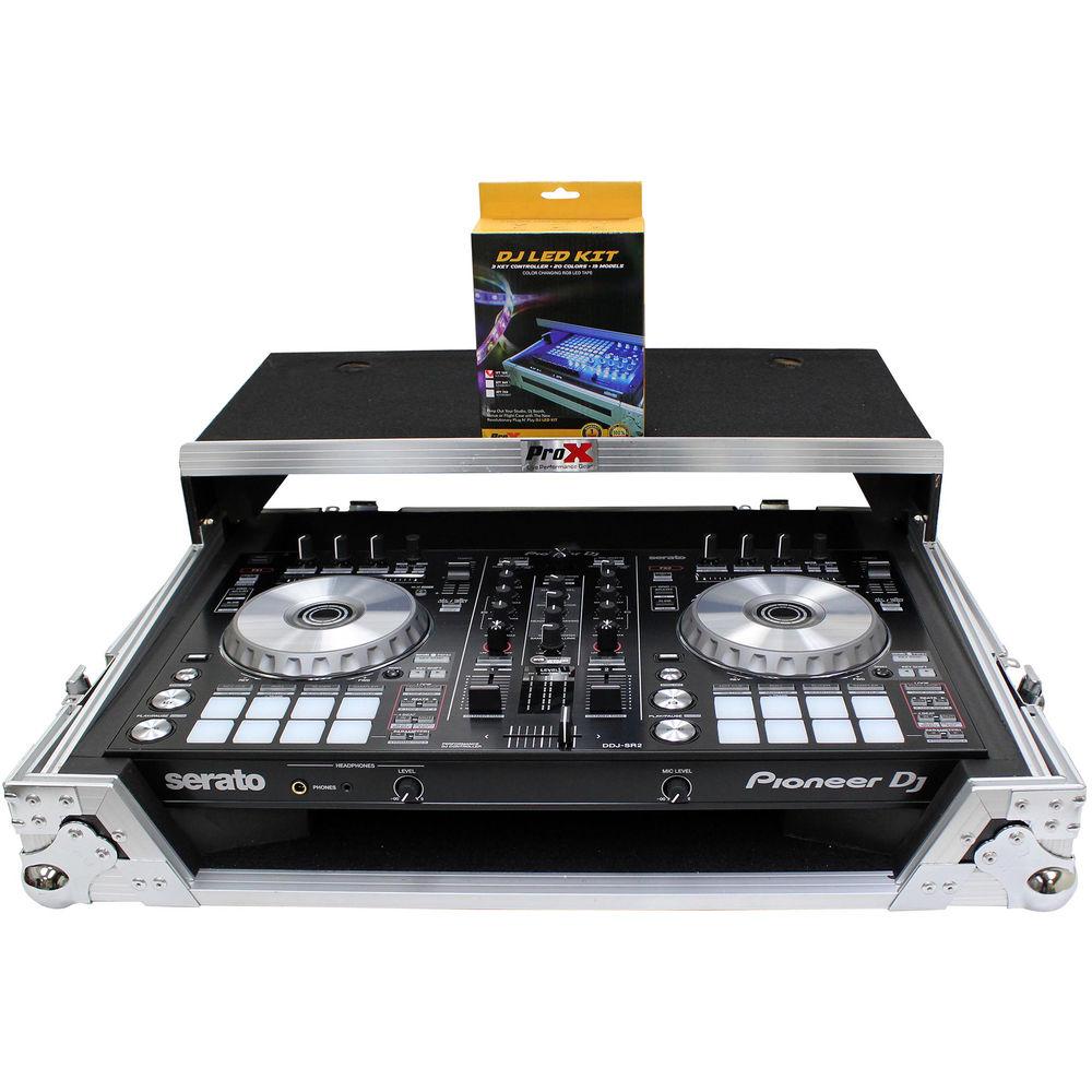 ProX Flight Case for Pioneer DDJ-SR2 Controller with Laptop Shelf and LED Kit