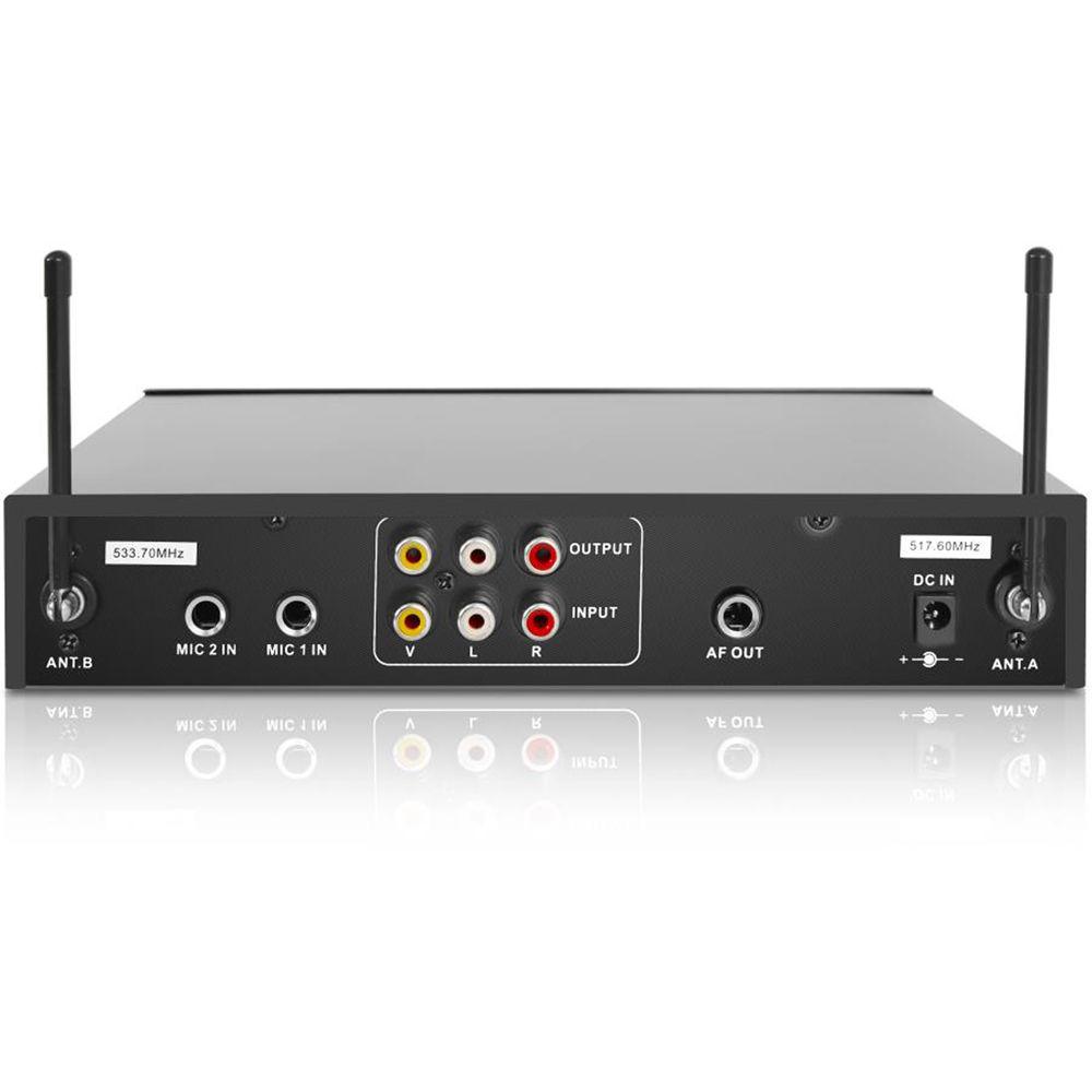 Pyle Pro Wireless Microphone and Bluetooth Receiver System with Dual Handheld Microphones