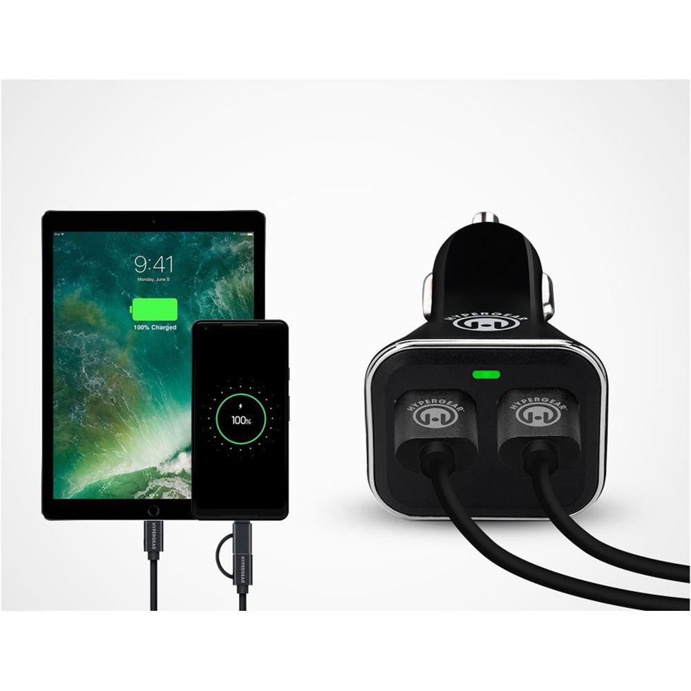 HyperGear Adaptive Dual USB Car Charger with 2-in-One Hybrid Cable