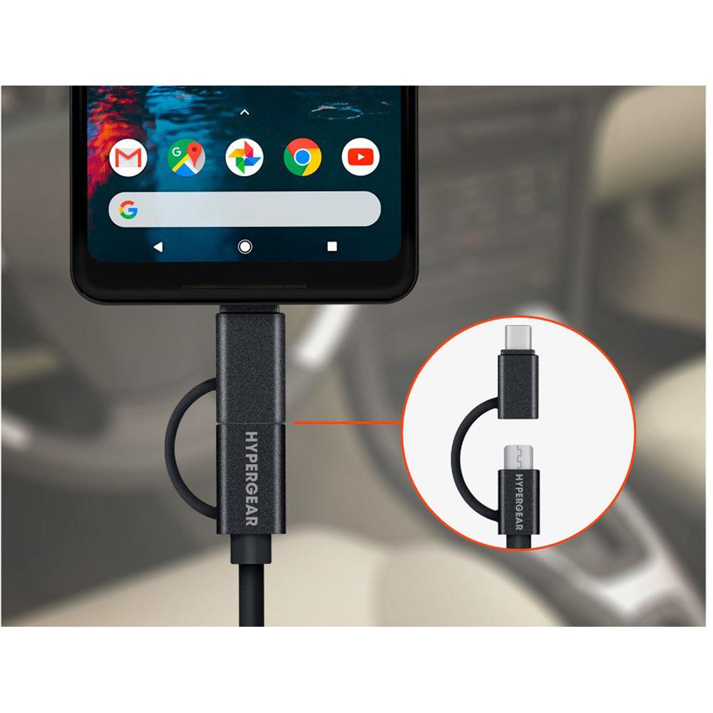 HyperGear Adaptive Dual USB Car Charger with 2-in-One Hybrid Cable