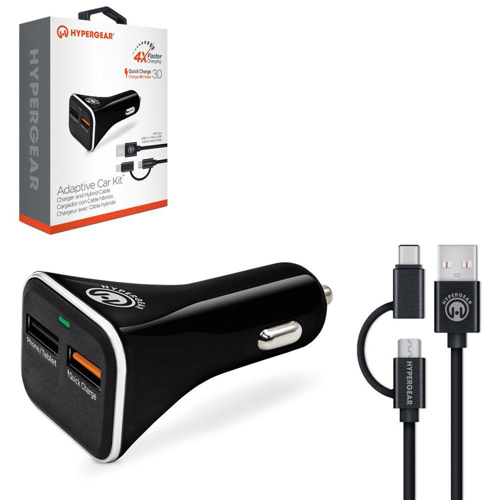 HyperGear Adaptive Dual USB Car Charger with 2-in-One Hybrid Cable