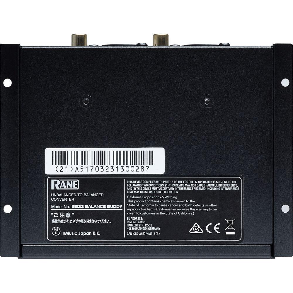 Rane Commercial BB 22 Balance Buddy 2-Channel Conversion RCA XLR