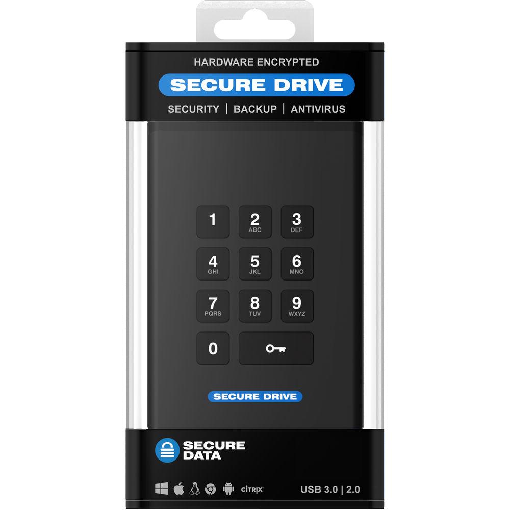 SecureData SecureDrive KP 250GB Encrypted SSD with Keypad Authentication, SecureData, SecureDrive, KP, 250GB, Encrypted, SSD, with, Keypad, Authentication