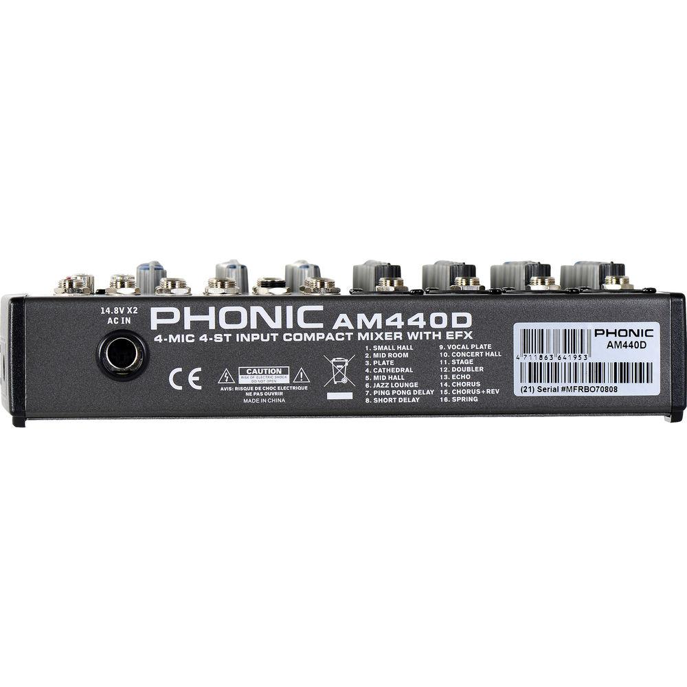 Phonic AM 440D 4-Mic Line 4-Stereo Input Compact Mixer with DFX