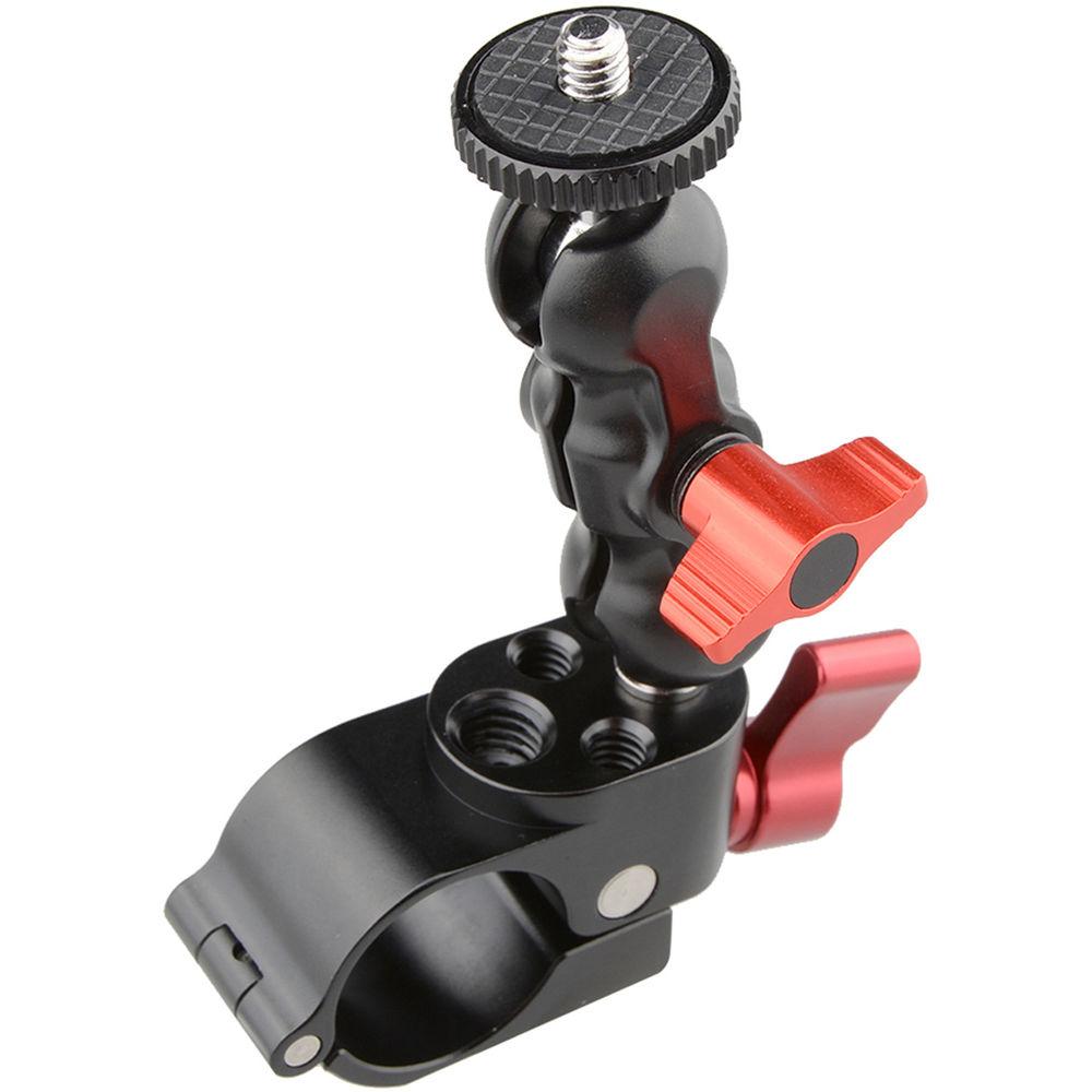 CAMVATE 1 4" 25mm Rod Clamp 360 Degree Swivel Monitor Mount Adapter with Two Red Adjustable Knobs