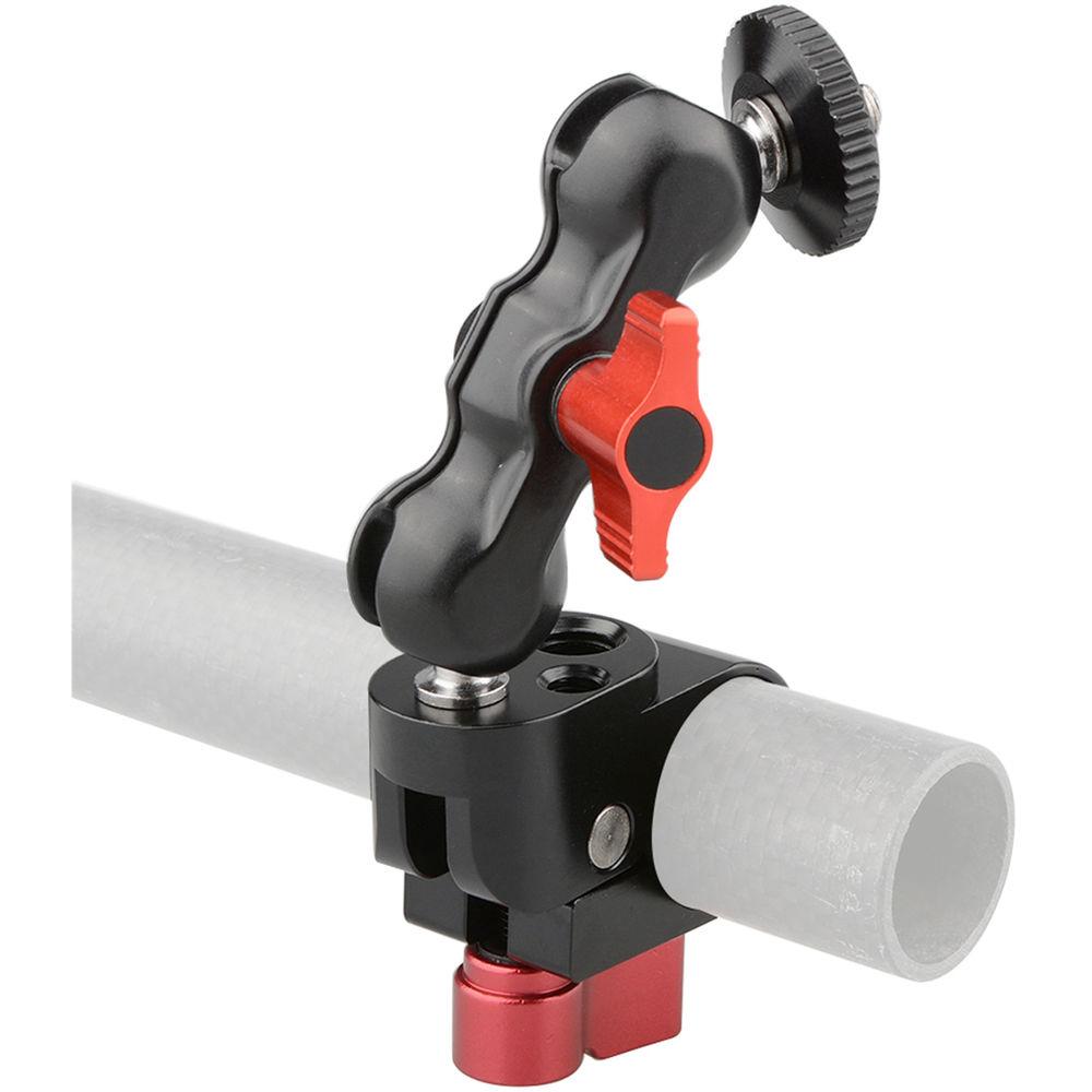 CAMVATE 1 4" 25mm Rod Clamp 360 Degree Swivel Monitor Mount Adapter with Two Red Adjustable Knobs