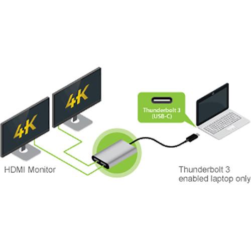 IOGEAR Thunderbolt 3 Male to Dual 4K HDMI Adapter Female
