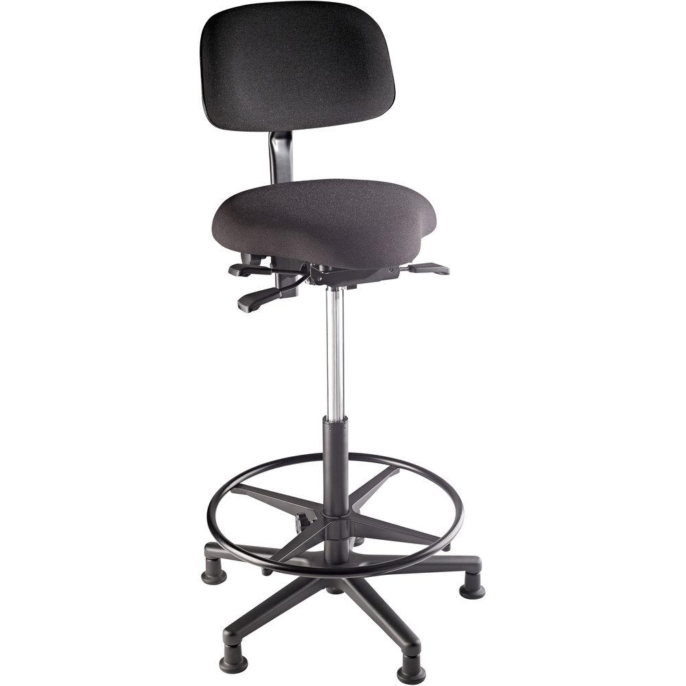 K&M 13460 Fully-Adjustable Bass Stool with Upholstered Seat and Backrest