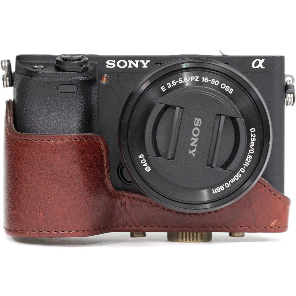 MegaGear Ever Ready Genuine Leather Case and Strap for Sony a6000 a6300 with 16-50mm