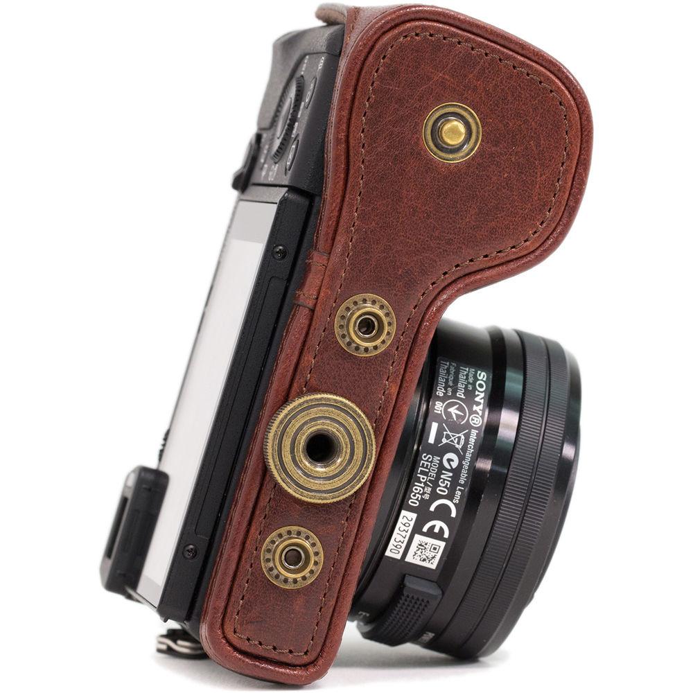 MegaGear Ever Ready Genuine Leather Case and Strap for Sony a6000 a6300 with 16-50mm