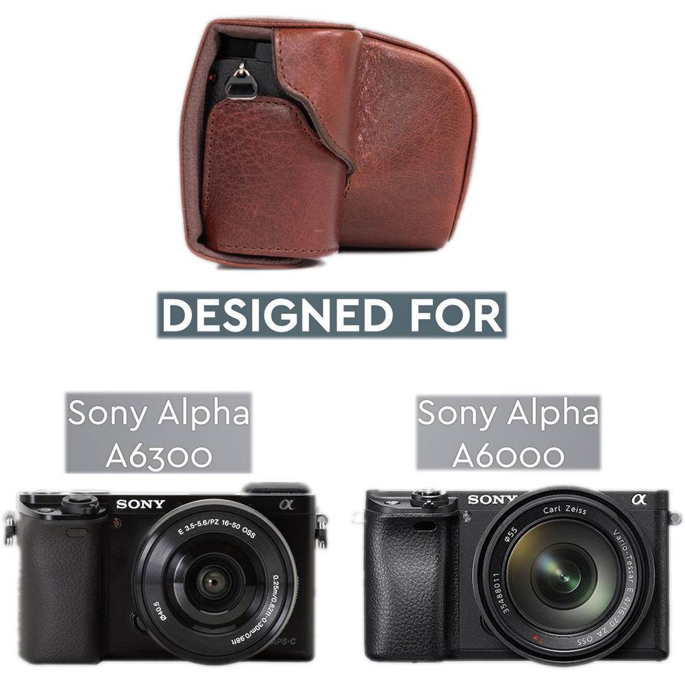 MegaGear Ever Ready Genuine Leather Case and Strap for Sony a6000 a6300 with 16-50mm