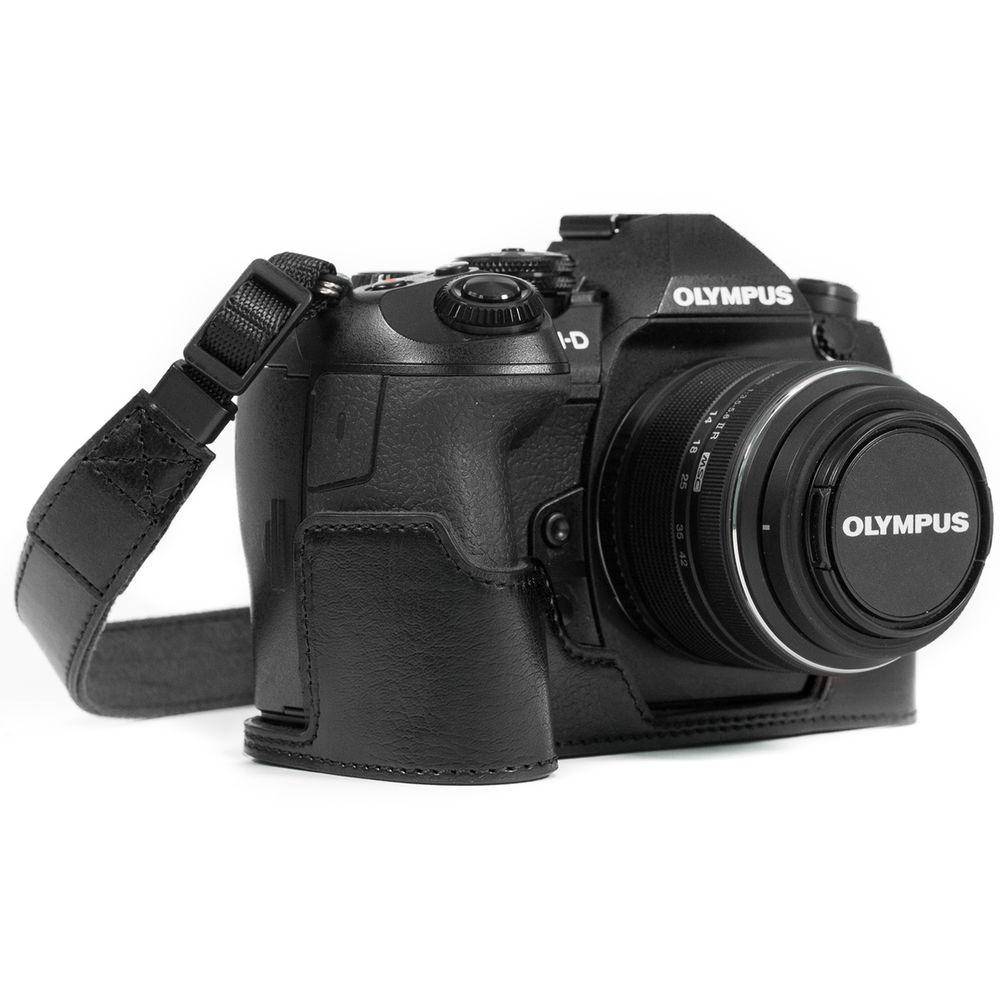 MegaGear Ever Ready PU Leather Half Case and Strap for Olympus OM-D E-M1 Mark II