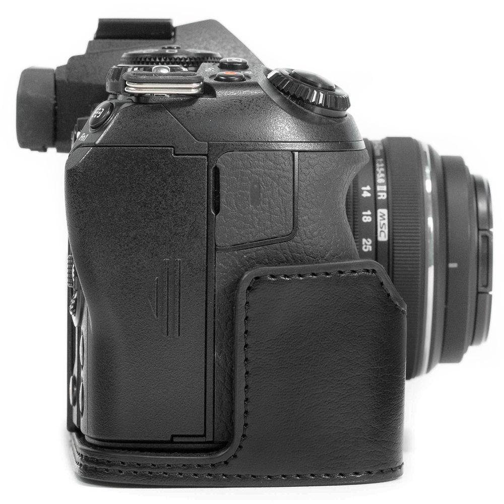 MegaGear Ever Ready PU Leather Half Case and Strap for Olympus OM-D E-M1 Mark II
