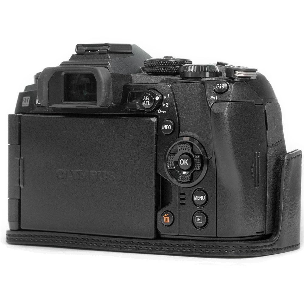 MegaGear Ever Ready PU Leather Half Case and Strap for Olympus OM-D E-M1 Mark II
